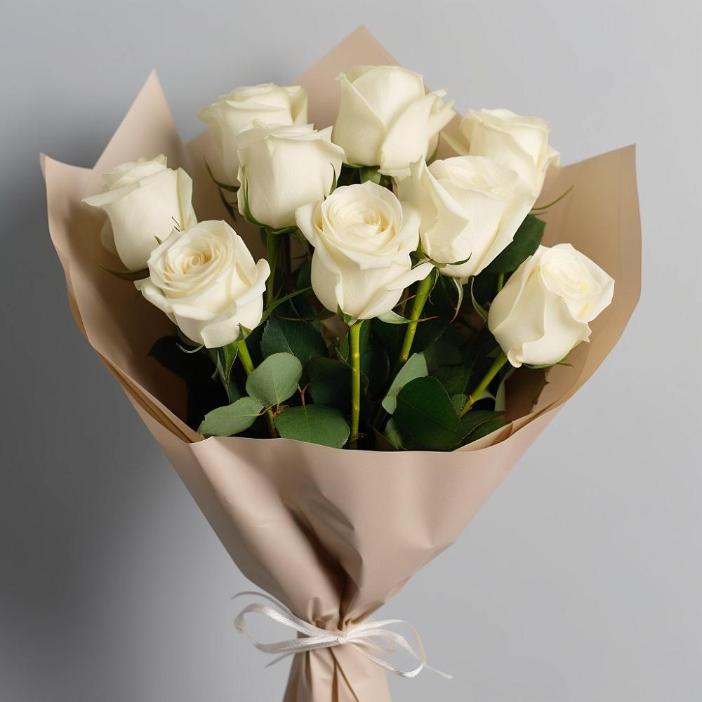 Букет 9 Белых роз Эдлесс Лав в Новосиле