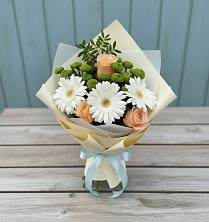 Букет цветов из:  Герберы, Розы и Хризантемы в Новосиле